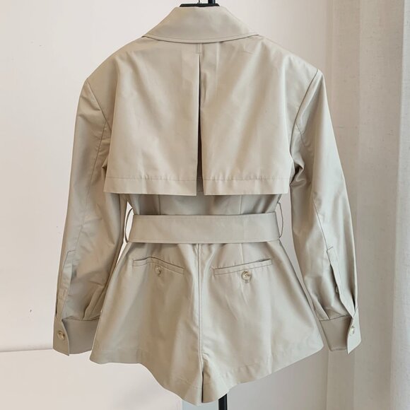 Helsa Oversized Women's Twill Cropped Trench Coat - Picture 9 of 12